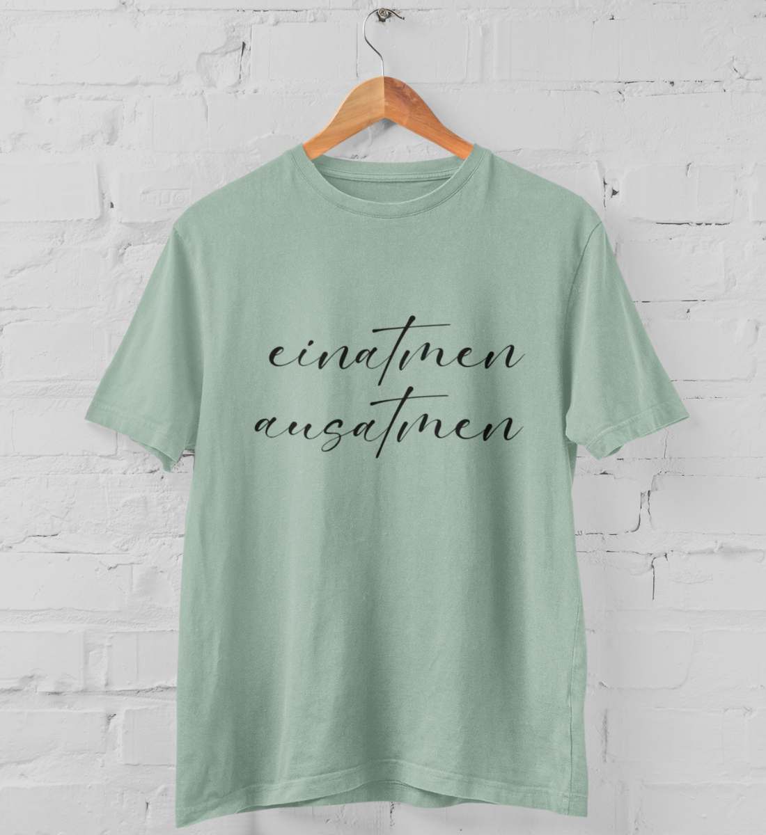 einatmen ausatmen l bio t-shirt mintgrün l ausgefallene yoga kleidung l natürliche und ökologische materialien aus nachhaltiger produktion l yoga online shop