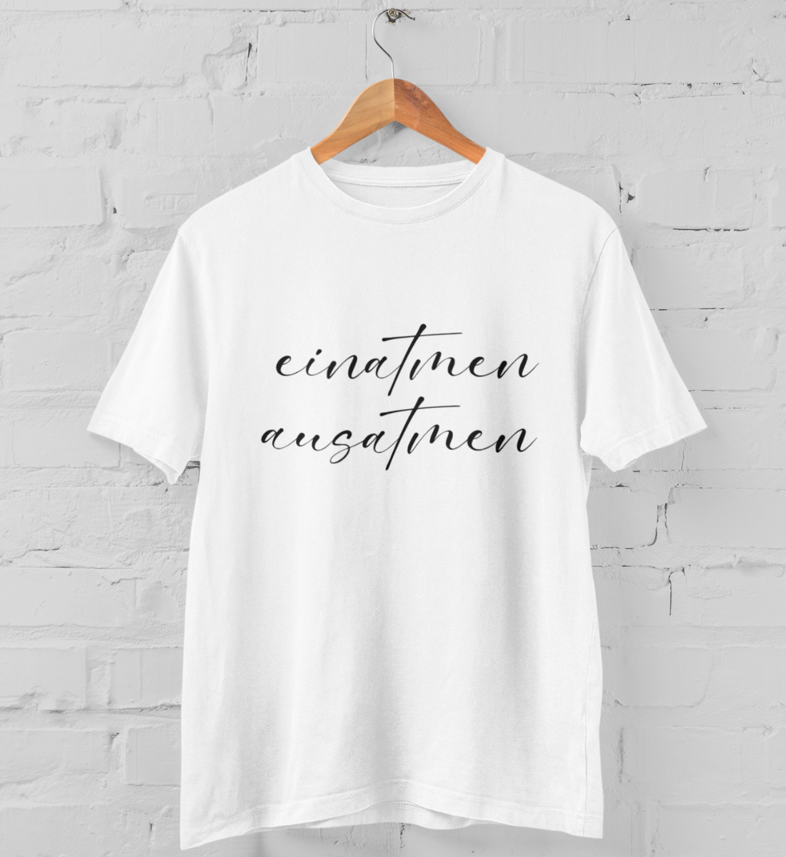 einatmen ausatmen l bio t-shirt weiß l ausgefallene yoga kleidung l natürliche und ökologische materialien aus nachhaltiger produktion l yoga online shop