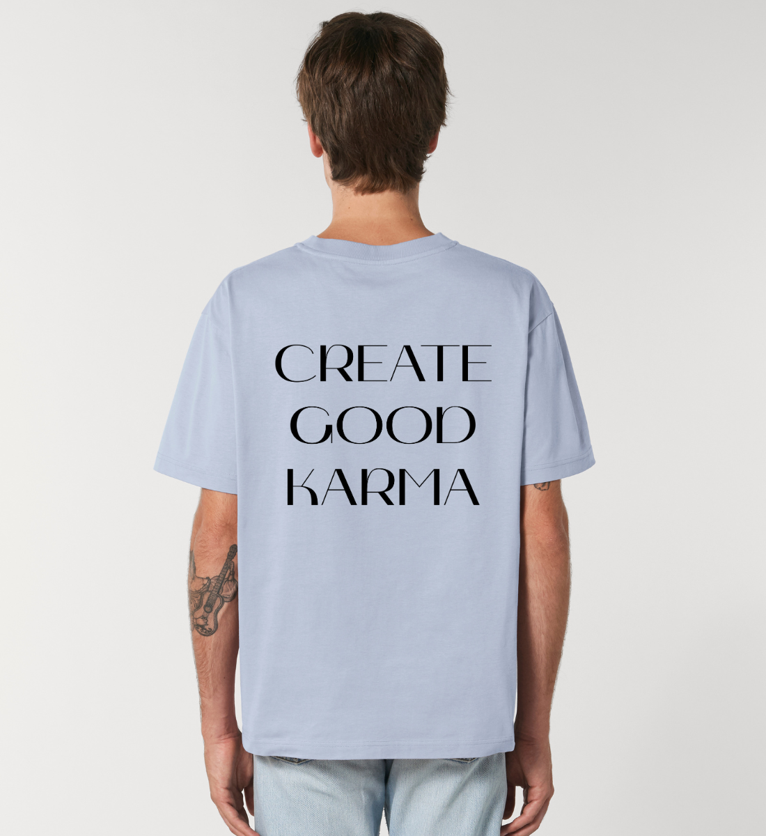 good karma l yoga t-shirt blau l bio shirt l ausgefallene yoga kleidung l nachhaltig und umweltfreundlich leben