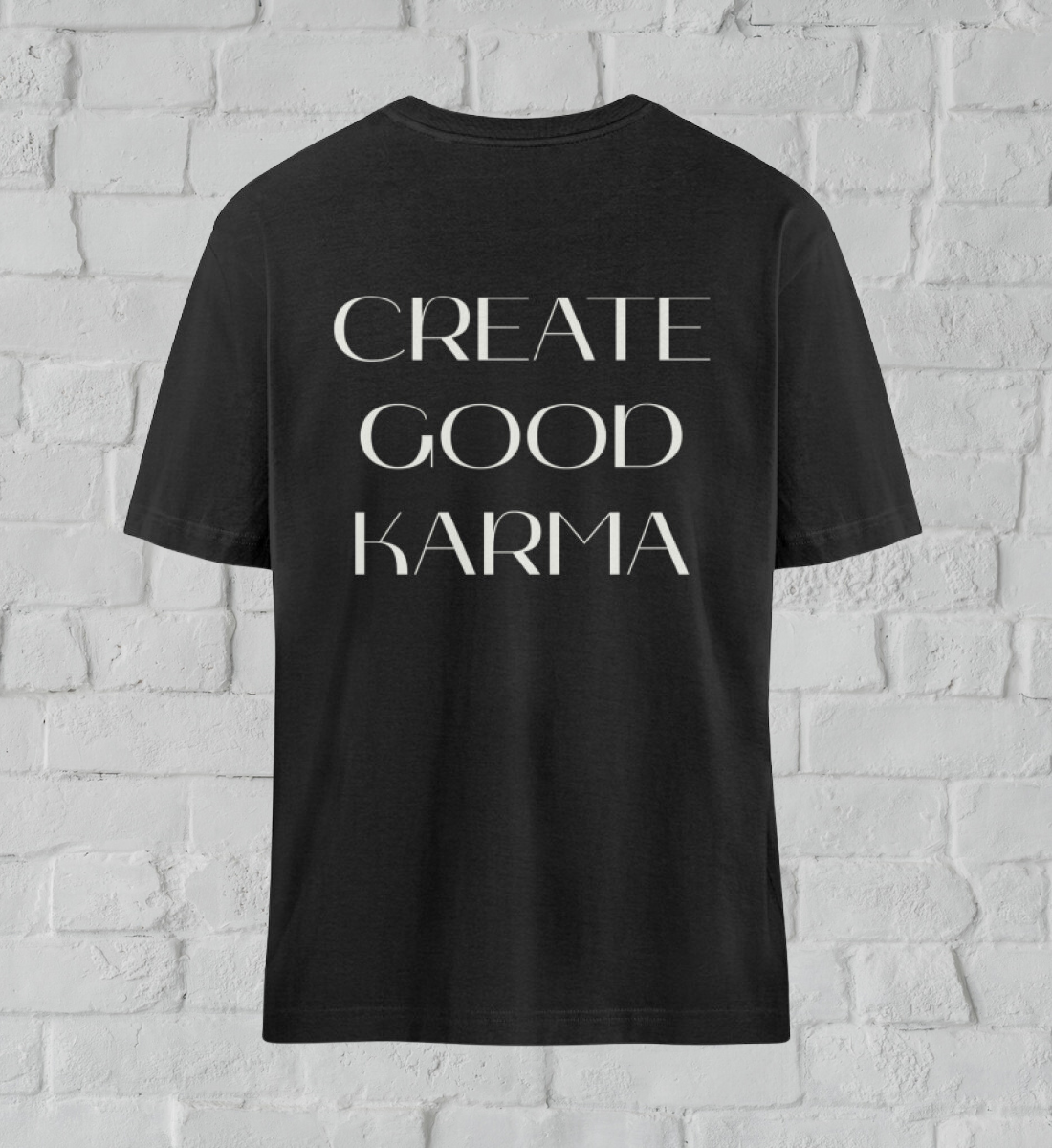 good karma l yoga t-shirt schwarz l bio shirt l ausgefallene yoga kleidung l nachhaltig und umweltfreundlich leben