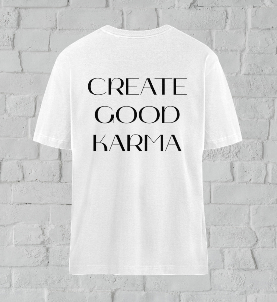 good karma l yoga t-shirt weiß l bio shirt l ausgefallene yoga kleidung l nachhaltig und umweltfreundlich leben