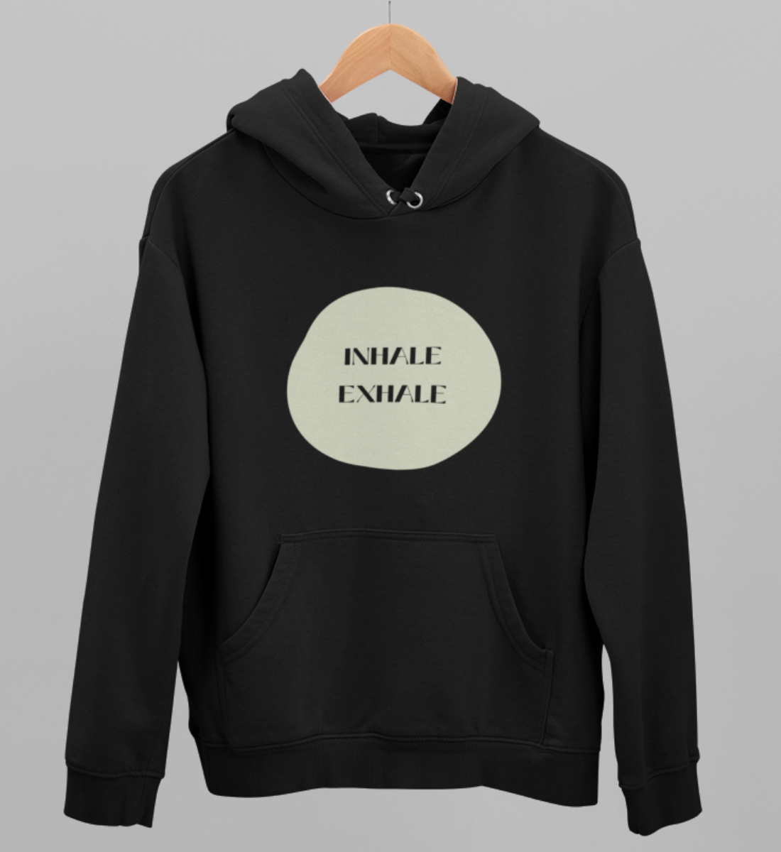 inhale exhale l hoodie bio-baumwolle schwarz l yoga pullover l yoga klamotten l vegane kleidung aus naturtextilien