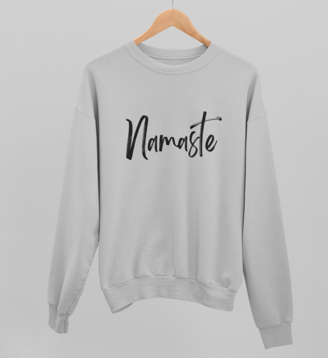 namaste l yoga pullover grau l nachhaltiges sweatshirt l bio yoga kleidung l nachhaltige mode online shoppen