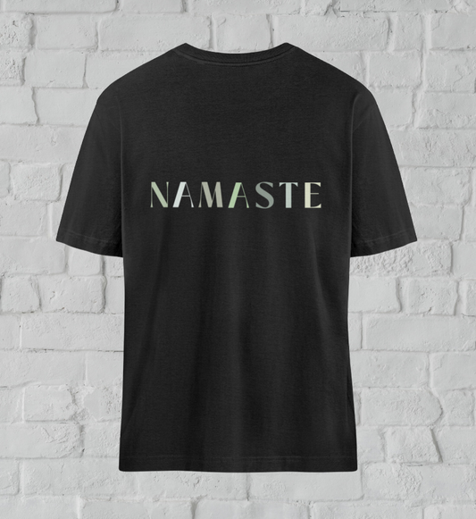 namaste l bio shirt schwarz l yoga t-shirt l schöne yoga kleidung l nachhaltige und ökologische mode online shoppen