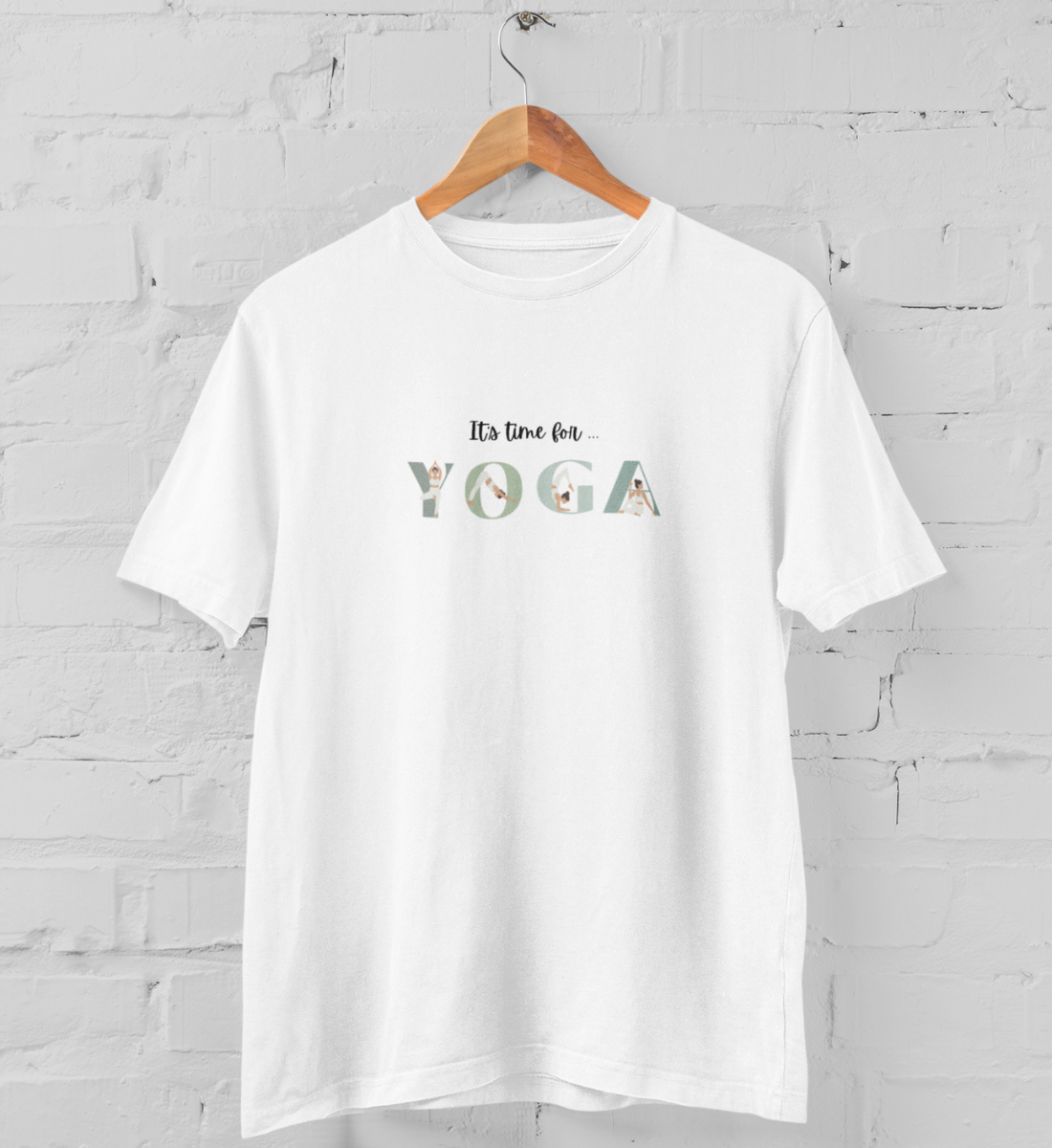 it's time for yoga l nachhaltiges t-shirt weiß l yoga kleidung bio-baumwolle l nachhaltig einkaufen dank veganer mode