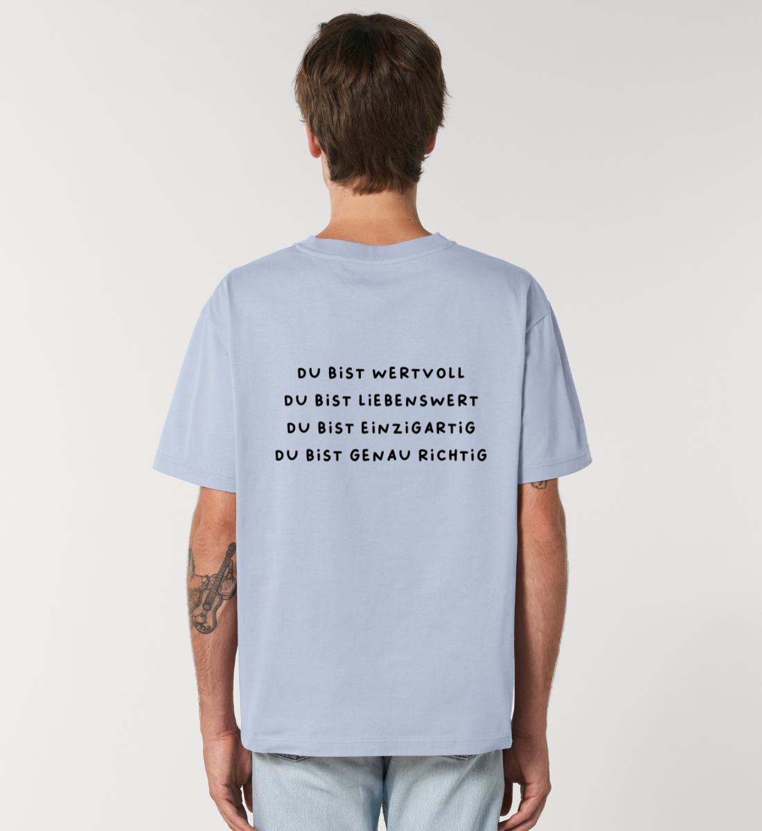 du bist wertvoll l nachhaltiges t-shirt blau l ausgefallene yoga kleidung l ökologische produkte l bewusst und ethisch im alltag leben